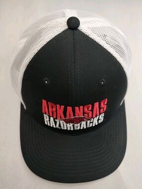Arkansas Razorbacks Hat Snap Back Mens 1 Sz Black/White/Mesh Trucker Cap